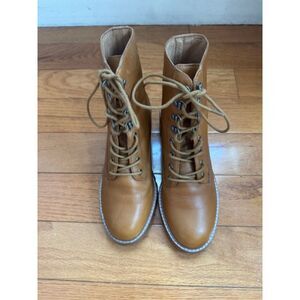 Madewell Women Julien leather lace-up combat boot, Camel Brown, 6,5.